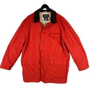 VTG Faconnable Barn Coat Mens L/XL Quilted‎ Corduroy Collar Orange Chore Field